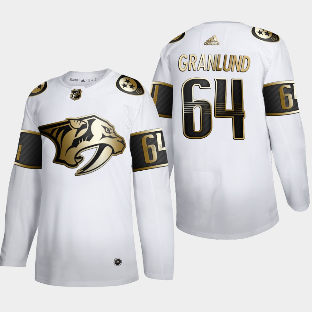 Nashville Predators 64 Mikael Granlund Men Adidas White Golden Edition Limited Stitched NHL Jersey